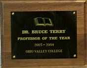 Professor of the Year Plaque